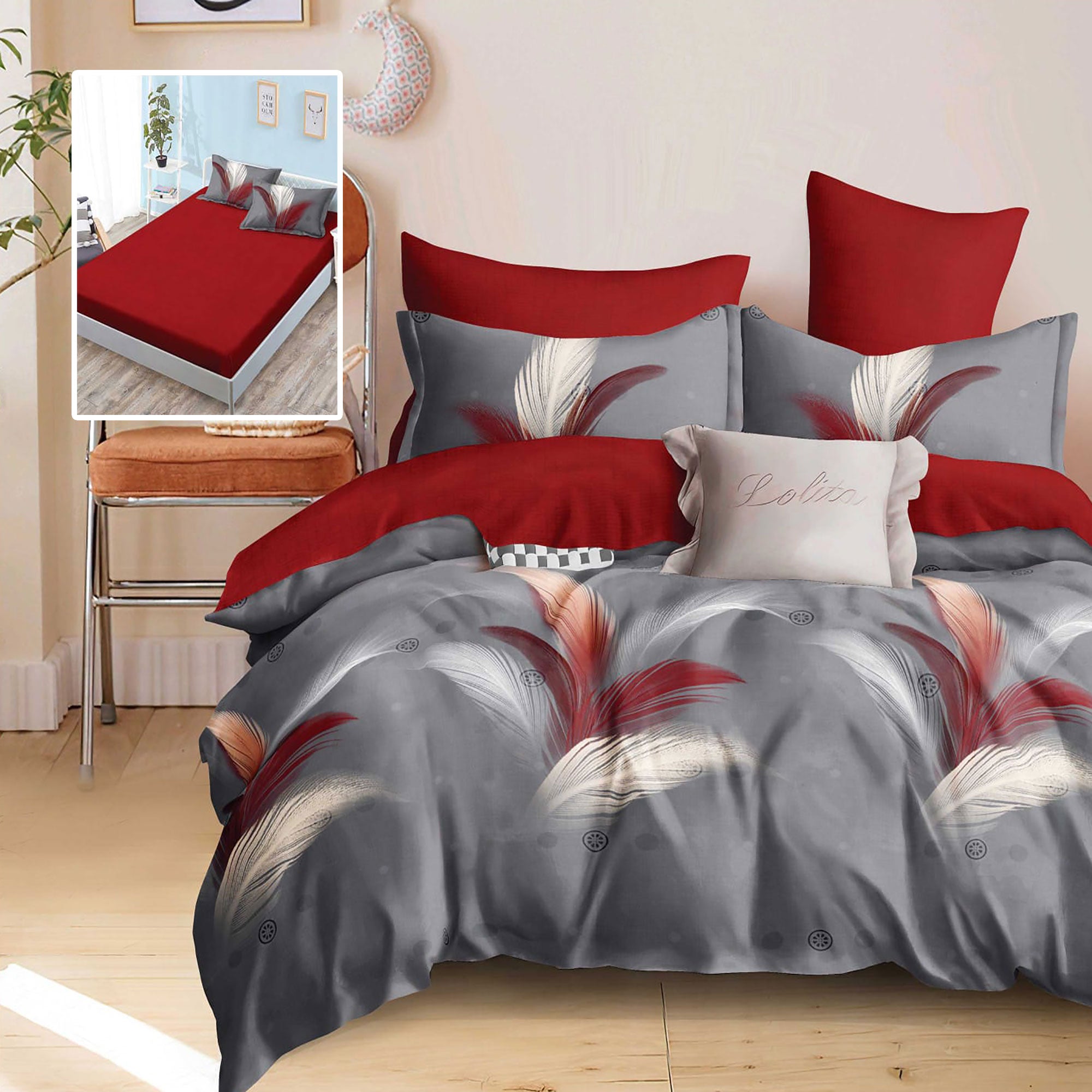 LENJERIE FINET 6 PIESE CU HUSĂ - 160x200 ȘI 180x200 (GRACE-VH)
